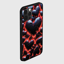 Чехол для iPhone 12 Pro Max Разбитые сердца и красный неон, цвет: 3D-черный — фото 2
