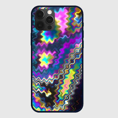 Чехол iPhone 12 Pro Max Неоновая волнистая рябь / 3D-Черный – фото 1