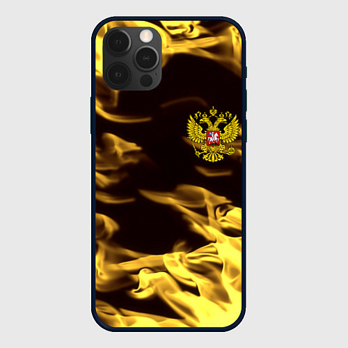 Чехол iPhone 12 Pro Max Имперская Россия желтый огонь / 3D-Черный – фото 1