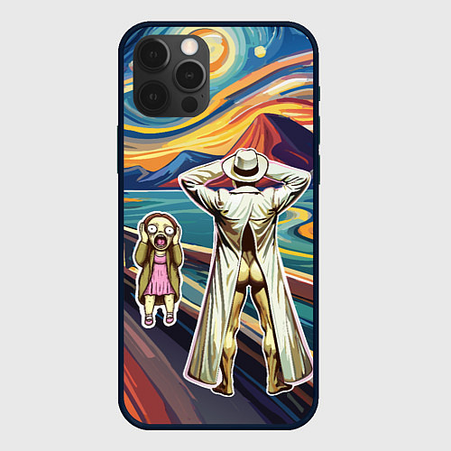 Чехол iPhone 12 Pro Max Пародия Эдвард Мунк картина Крик эксгибиционизм / 3D-Черный – фото 1
