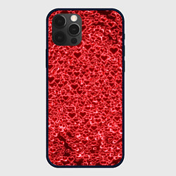 Чехол для iPhone 12 Pro Max Светящиеся объемные сердечки, цвет: 3D-черный