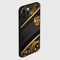Чехол для iPhone 12 Pro Max Золотой герб России на черном фоне лепнина, цвет: 3D-черный — фото 2