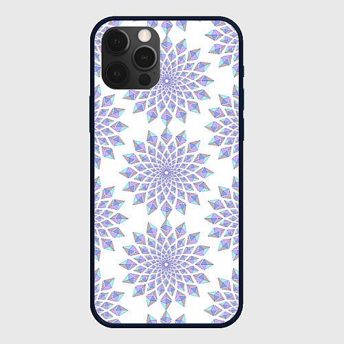 Чехол iPhone 12 Pro Max Криптовалюта Эфириум паттерн по кругу на белом / 3D-Черный – фото 1