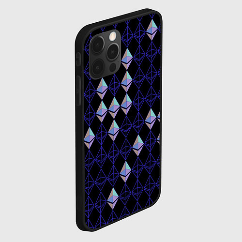 Чехол iPhone 12 Pro Max Криптовалюта Ethereum на черном / 3D-Черный – фото 2