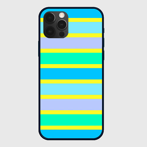 Чехол iPhone 12 Pro Max Неоновые в желтую полоску / 3D-Черный – фото 1