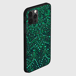 Чехол для iPhone 12 Pro Max Узоры мандала зелёный, цвет: 3D-черный — фото 2