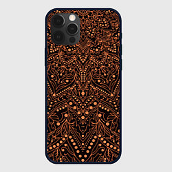 Чехол для iPhone 12 Pro Max Узоры мандала коричневый, цвет: 3D-черный