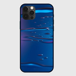 Чехол для iPhone 12 Pro Max Неоновая поверхность синяя с каплями воды, цвет: 3D-черный