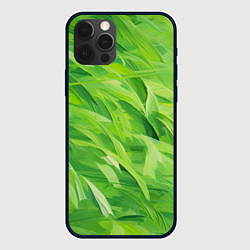 Чехол для iPhone 12 Pro Max Зеленые мазки, цвет: 3D-черный