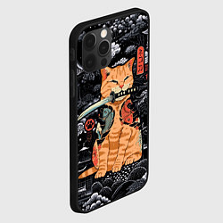 Чехол для iPhone 12 Pro Max Рыжий кот самурай с саблей, цвет: 3D-черный — фото 2