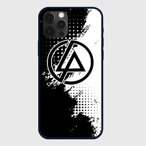 Чехол iPhone 12 Pro Max Linkin park - черно-белая абстракция / 3D-Черный – фото 1