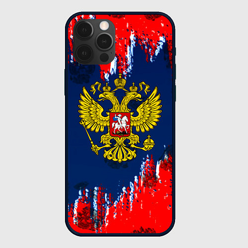 Чехол iPhone 12 Pro Max Россия краски герб / 3D-Черный – фото 1