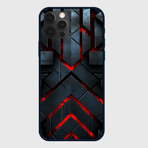 Чехол iPhone 12 Pro Max Красное свечение в черной абстракции / 3D-Черный – фото 1