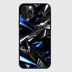 Чехол для iPhone 12 Pro Max Синие и серебряные вставки абстракции, цвет: 3D-черный