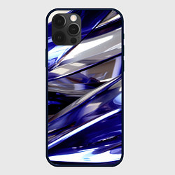Чехол iPhone 12 Pro Max Синие и белые полосы абстракции