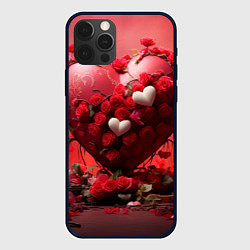 Чехол для iPhone 12 Pro Max Сердце и розы 14 февраля, цвет: 3D-черный
