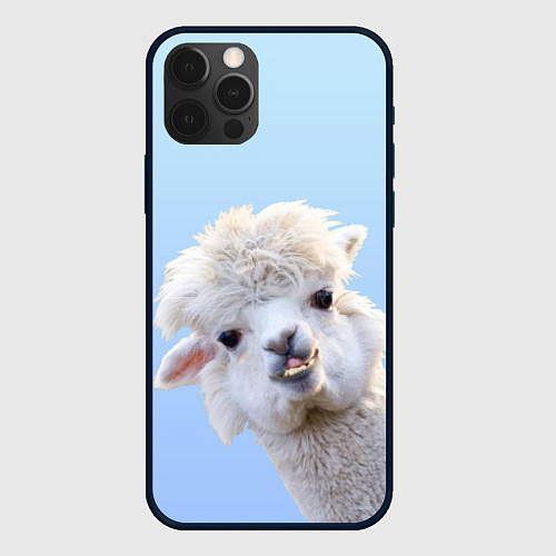 Чехол iPhone 12 Pro Max Голова белой ламы / 3D-Черный – фото 1
