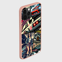 Чехол для iPhone 12 Pro Max Japanese cars art, цвет: 3D-светло-розовый — фото 2