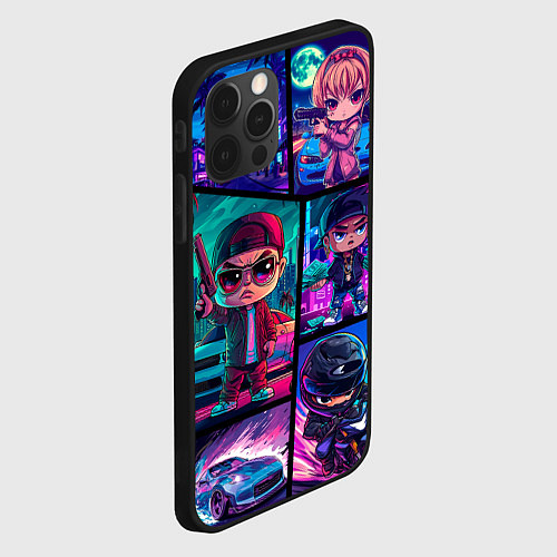 Чехол iPhone 12 Pro Max GTA chibi style / 3D-Черный – фото 2