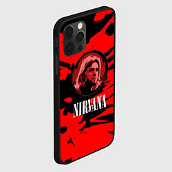 Чехол для iPhone 12 Pro Max Nirvana красные краски рок бенд, цвет: 3D-черный — фото 2