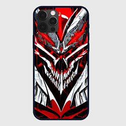 Чехол iPhone 12 Pro Max Агрессивный череп белый и красный