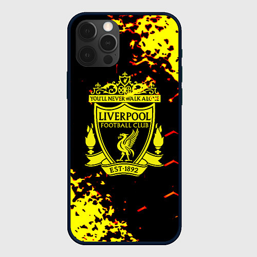 Чехол iPhone 12 Pro Max Liverpool жёлтые краски текстура / 3D-Черный – фото 1