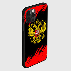 Чехол для iPhone 12 Pro Max Герб РФ красные краски, цвет: 3D-черный — фото 2