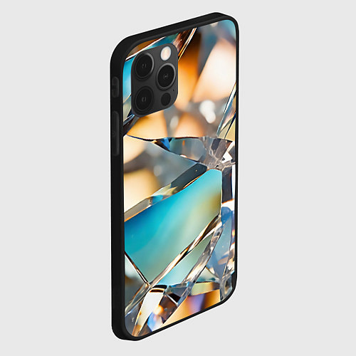 Чехол iPhone 12 Pro Max Грани стеклянного камня / 3D-Черный – фото 2