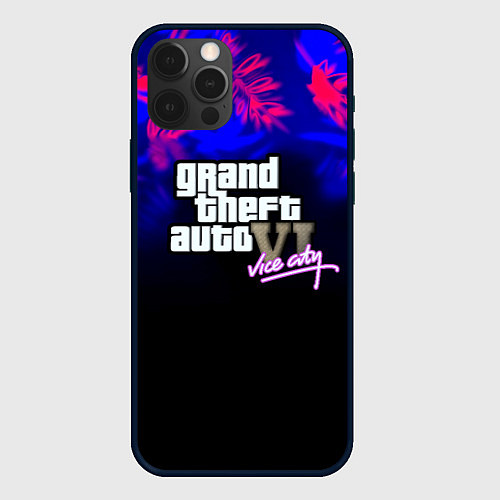 Чехол iPhone 12 Pro Max GTA vice city tropic game / 3D-Черный – фото 1