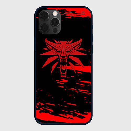 Чехол iPhone 12 Pro Max The witcher лого ведьмака краски / 3D-Черный – фото 1