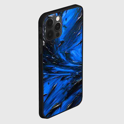 Чехол iPhone 12 Pro Max Чёрная и синяя субстанция / 3D-Черный – фото 2