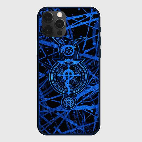 Чехол iPhone 12 Pro Max Fullmetal Alchemist - symbols / 3D-Черный – фото 1