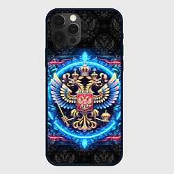 Чехол iPhone 12 Pro Max Яркий неоновый герб России