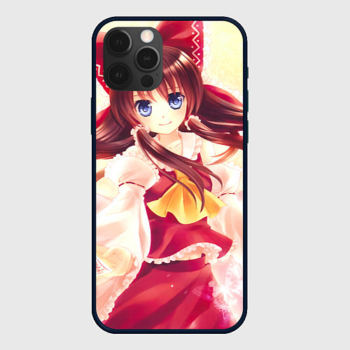 Чехол iPhone 12 Pro Max Touhou Project Рейму улыбается / 3D-Черный – фото 1