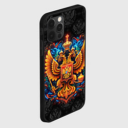 Чехол для iPhone 12 Pro Max Золотой яркий герб России, цвет: 3D-черный — фото 2