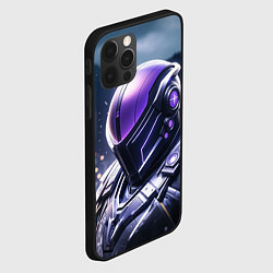 Чехол для iPhone 12 Pro Max Киборг в фиолетовом шлеме, цвет: 3D-черный — фото 2