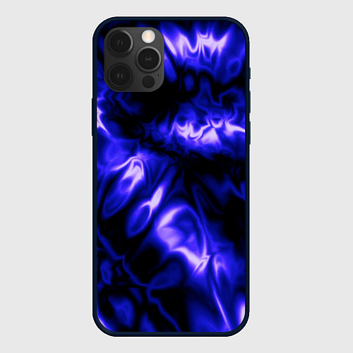 Чехол iPhone 12 Pro Max Абстракция чёрно-синий шёлк / 3D-Черный – фото 1