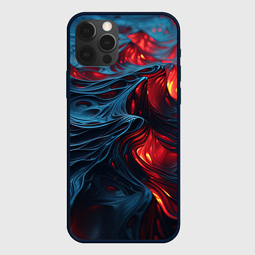 Чехол iPhone 12 Pro Max Яркая волнистая абстракция / 3D-Черный – фото 1