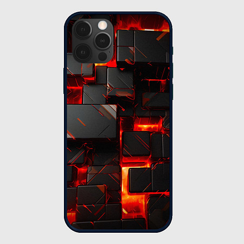 Чехол iPhone 12 Pro Max Неоновые квадратики / 3D-Черный – фото 1