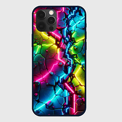 Чехол для iPhone 12 Pro Max Трещина - неон, цвет: 3D-черный