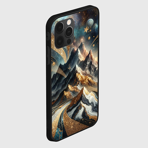 Чехол iPhone 12 Pro Max Золотые горы / 3D-Черный – фото 2