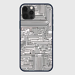 Чехол iPhone 12 Pro Max Лабиринт чб