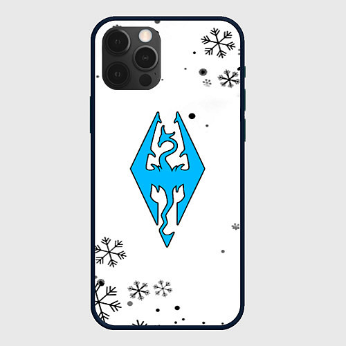 Чехол iPhone 12 Pro Max Skyrim logo winter / 3D-Черный – фото 1