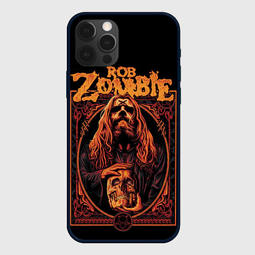 Чехол iPhone 12 Pro Max Rob zombie skull / 3D-Черный – фото 1