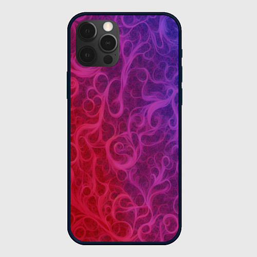 Чехол iPhone 12 Pro Max Вихревые узоры на градиенте / 3D-Черный – фото 1
