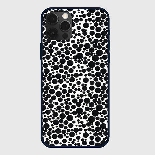 Чехол iPhone 12 Pro Max Чёрный горох на белом фоне / 3D-Черный – фото 1