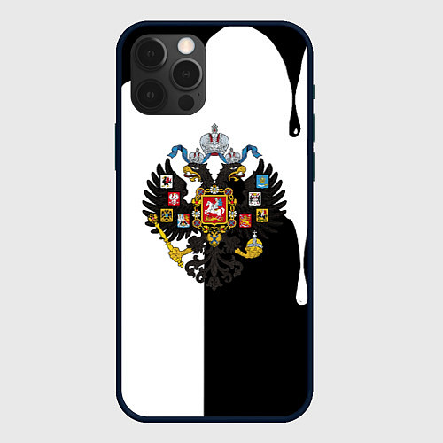 Чехол iPhone 12 Pro Max Герб РФ краски имперский / 3D-Черный – фото 1