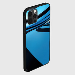 Чехол для iPhone 12 Pro Max Черная и синяя абстракция в виде волн, цвет: 3D-черный — фото 2