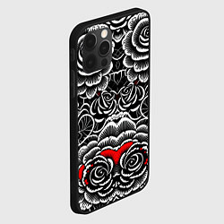 Чехол для iPhone 12 Pro Max Серые паттерны цветы, цвет: 3D-черный — фото 2