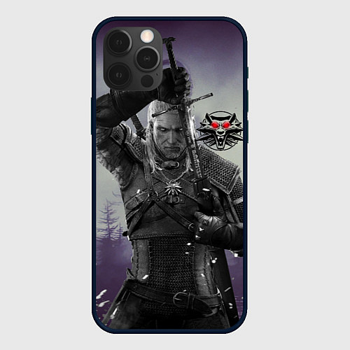 Чехол iPhone 12 Pro Max Ведьмак на охоте / 3D-Черный – фото 1